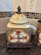 Decorative Ceramic Jar with Stand and Apple Vase