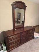 Wood Dresser (72x13x91) and Mirror (
