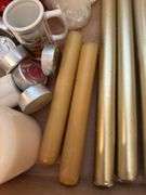 Box Lot: Candles, Strawberry Jar, and Small Pitcher