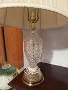 Pair of Decorative Glass Lamps with Pleated Shades