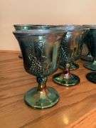 Set of Twelve Carnival Glass Goblets with Grape Design