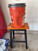 Pair of Buckets with Wooden Stool