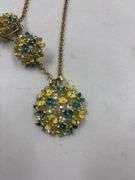 Flower Bouquet Necklace with Rhinestones