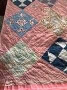 Handmade Patchwork Quilt with Pink and Blue Patterns