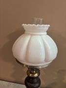 Table Lamp with White Milk Glass Shade