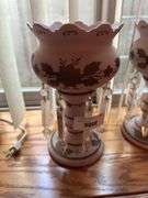 Pair of Floral Decorated Vanity Lamps with Crystals
