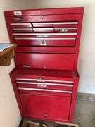 Popular Mechanics Red Rolling Tool Chest, Top: 12x26x22; Bottom: 18x27x32