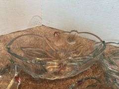 Set of Glass Bowls with Floral Detail