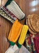 Kitchen towels, hot pads, plastic racks