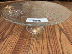 Pressed Glass Serving Set - Cake Stand and Trays