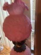 Pink Floral Glass Lamp with Metal Base
