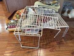 Kitchen towels, hot pads, plastic racks