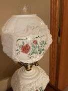 Floral Milk Glass Lamp
