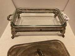 Silver Plated Glass Casserole Dish with Lid
