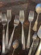 Silver Plated Flatware Set: Spoons, Forks, Knives and Serving Pieces
