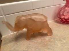 Collection of Pink Art Glass, Figurine, and Soap Dish