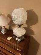 Floral Milk Glass Lamp