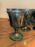 Set of Twelve Carnival Glass Goblets with Grape Design