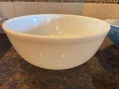 Two Pyrex Mixing Bowls - White and Blue