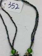 Green Stone and Glass Teardrop Necklace