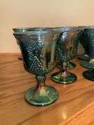 Set of Twelve Carnival Glass Goblets with Grape Design