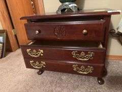 Bassett Three-Drawer Nightstand End Table, 26x16x22