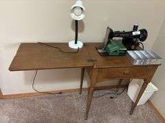 Singer Sewing Machine in Cabinet with Accessories