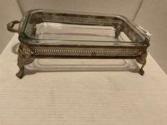 Silver Plated Glass Casserole Dish with Lid