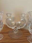 Pressed Glass Collection: Centerpiece, Candlestick, Salt & Pepper Shakers, and Dishes