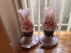 Pair of Pink Floral Table Lamps