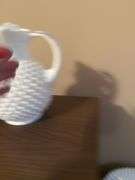 Fenton White Milk Glass Hobnail Vases and Pitcher - Set of 3