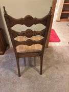 Ornate Wood Ladder Back Chair with Patterned Seat