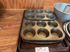 Cookie sheets, muffin tins, angel food cake pan, round cake pans