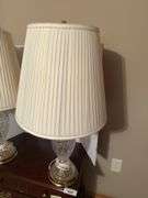 Pair of Decorative Glass Lamps with Pleated Shades