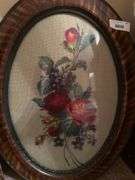 Framed Needlepoint Art - Musical Instrument and Floral