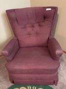 Upholstered Rocker Recliner with Needlepoint Accent Rug