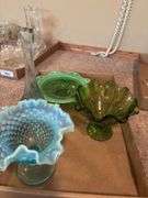 Collection of Decorative Glass Bowls and Vase