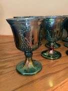Set of Twelve Carnival Glass Goblets with Grape Design