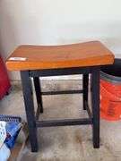 Pair of Buckets with Wooden Stool