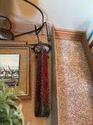 Assorted Decoratives: Eagle Lamp, Framed Print, and Artificial Plants