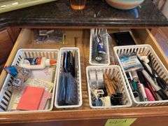 Drawer Lot with Office, Stationary and Household Items