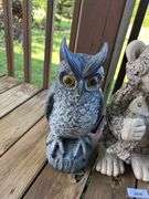 Lawn and Garden Decorative Statue Grouping: Owl, Bear Fisherman, and Turtle