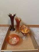 Carnival Iridescent Glassware Collection - Vases and Bowls