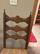 Ornate Wood Ladder Back Chair with Patterned Seat