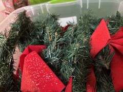 Christmas Wreath with Red Bows and Storage Container