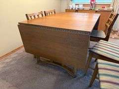 Oak Dining Table with Six Chairs