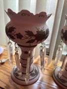 Pair of Floral Decorated Vanity Lamps with Crystals