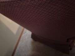 Upholstered Rocker Recliner with Needlepoint Accent Rug