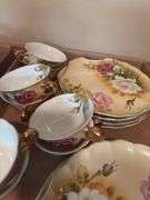 Lefton China Hand Painted Floral Teacup and Saucer Set