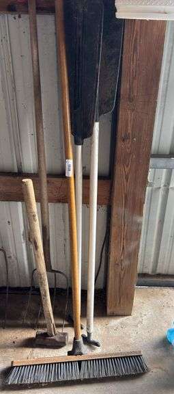 Assorted Tools - Broom, Rakes, and More image